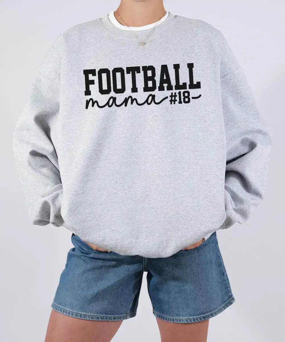 Custom Football Mama Shirt with Player Number – Personalized Game Day Football Mom Shirt - Woven Mama