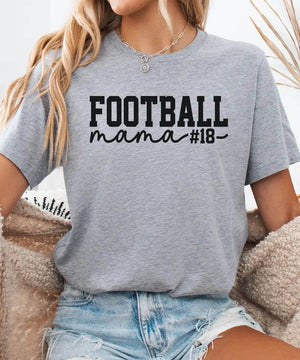 Custom Football Mama Shirt with Player Number – Personalized Game Day Football Mom Shirt - Woven Mama