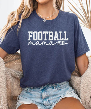 Custom Football Mama Shirt with Player Number – Personalized Game Day Football Mom Shirt - Woven Mama
