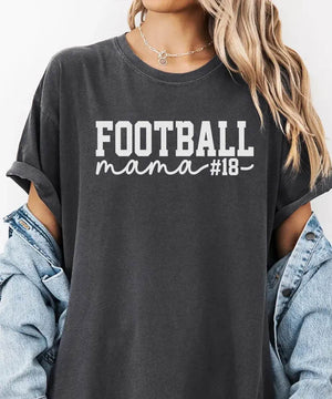 Custom Football Mama Shirt with Player Number – Personalized Game Day Football Mom Shirt - Woven Mama
