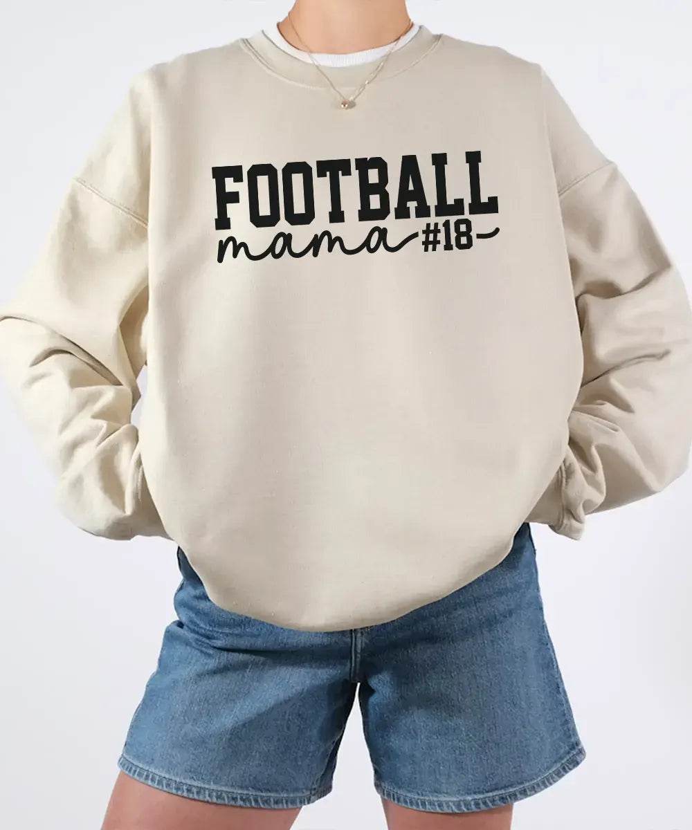 Custom Football Mama Shirt with Player Number – Personalized Game Day Football Mom Shirt - Woven Mama
