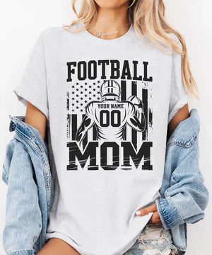 Custom Football Mom Shirt with Player Name & Number – Personalized Game Day Tee or Sweatshirt - Woven Mama
