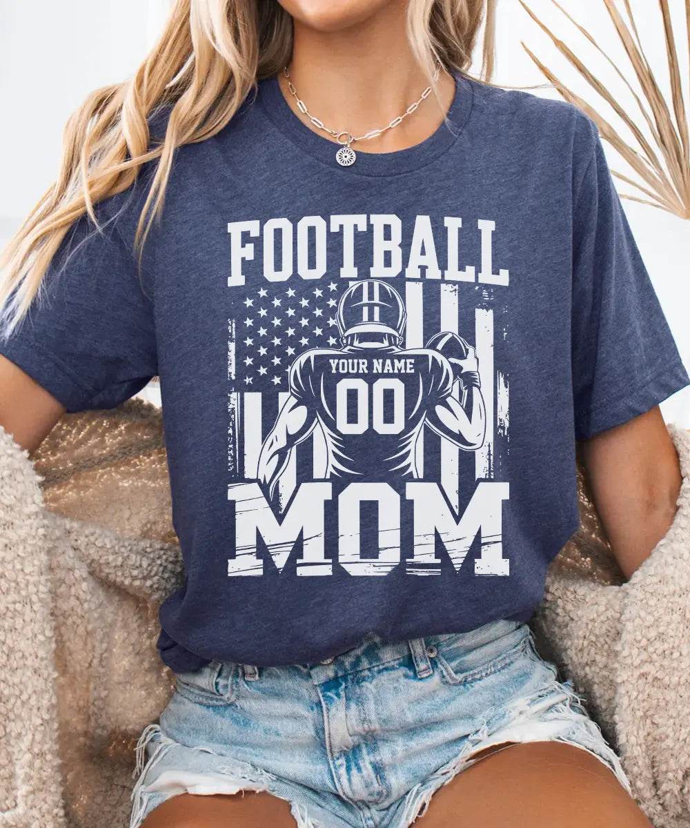 Custom Football Mom Shirt with Player Name & Number – Personalized Game Day Tee or Sweatshirt - Woven Mama