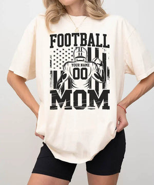 Custom Football Mom Shirt with Player Name & Number – Personalized Game Day Tee or Sweatshirt - Woven Mama