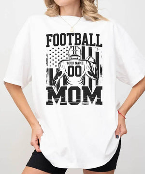 Custom Football Mom Shirt with Player Name & Number – Personalized Game Day Tee or Sweatshirt - Woven Mama