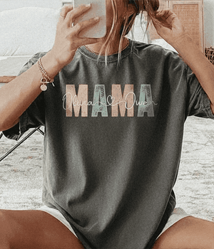 Custom Mama Comfort Colors® T-Shirt – Personalized with Kids’ Names - Woven Mama