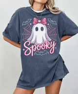Spooky Ghost Mama Comfort Colors T-Shirt or Sweatshirt – Cute Halloween Pink Bow Ghost Shirt - Woven Mama