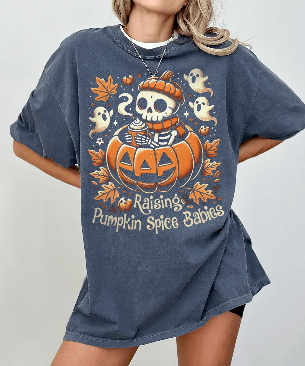 Raising Pumpkin Spice Babies Halloween Comfort Colors T-Shirt or Crewneck Sweatshirt - Woven Mama