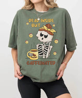 Dead Inside But Caffeinated – Funny Skeleton Mom Tee / Sweatshirt - Woven Mama