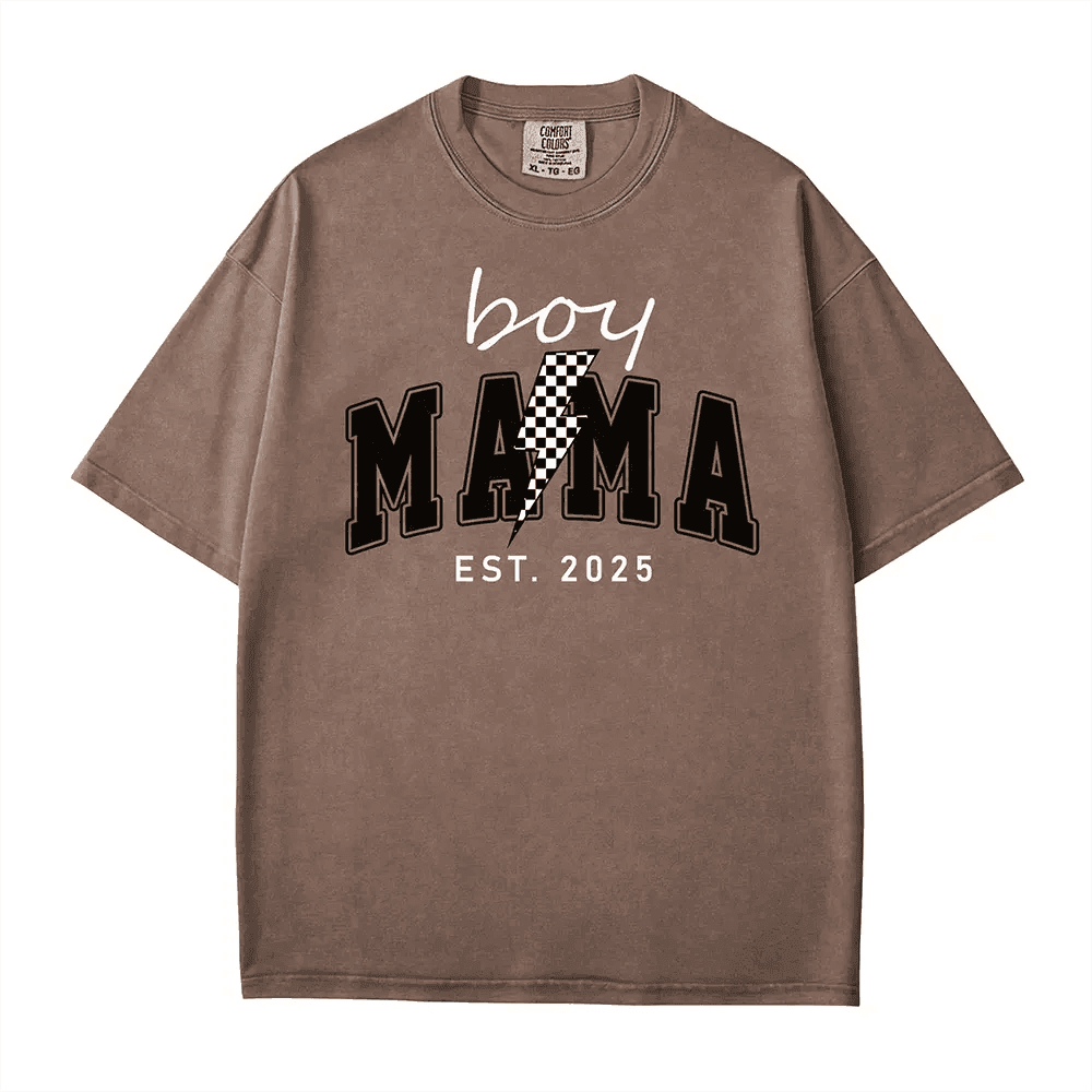 Custom Boy Mama T-Shirt – Personalized Year “Est.” Comfort Colors® Tee - Woven Mama