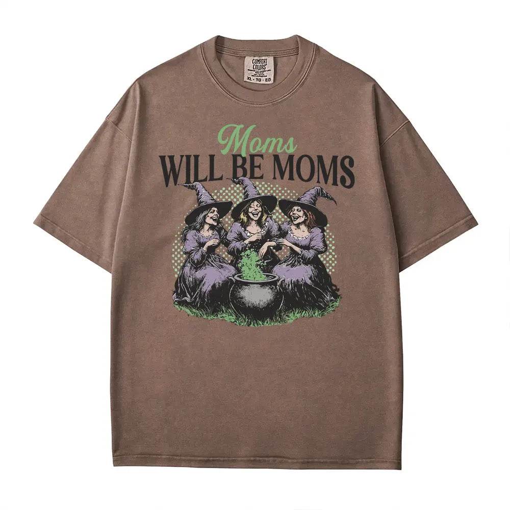 Moms Will Be Moms Comfort Colors T-Shirt or Crewneck Sweatshirt – Witchy Halloween Mom Shirt - Woven Mama