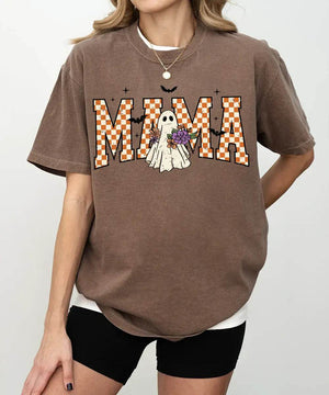 Halloween Mama Ghost Comfort Colors T-Shirt or Crewneck Sweatshirt - Woven Mama