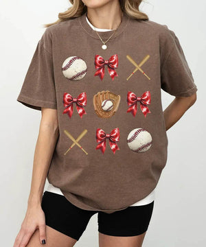 Coquette Bow Baseball T-Shirt – Baseball Mom Game Day Tee - Woven Mama