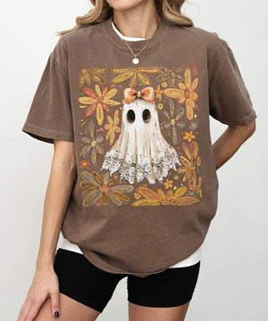Floral Ghost Mama Halloween Comfort Colors T-Shirt or Sweatshirt – Retro Fall Spooky Season Shirt - Woven Mama