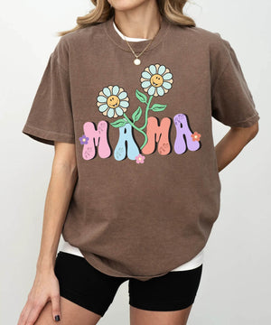 Colorful MAMA Comfort Colors® T-Shirt – Floral Mom Shirt - Woven Mama
