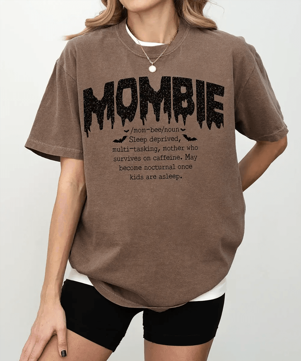 Mombie Comfort Colors® T-Shirt or Crewneck Sweatshirt – Funny Mom Halloween Shirt - Woven Mama
