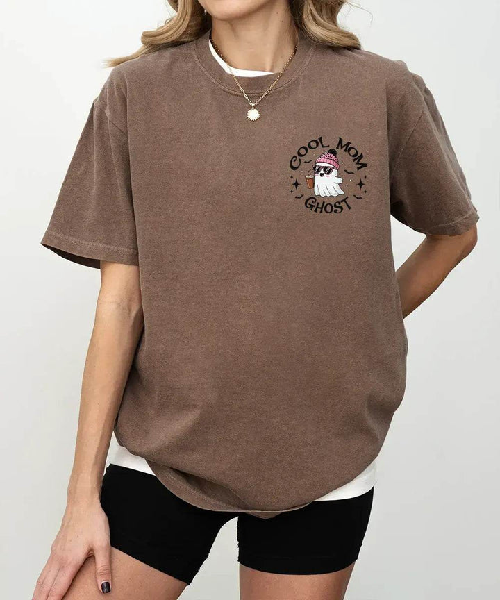 Cool Mom Ghost Comfort Colors T-Shirt or Crewneck Sweatshirt – Halloween Pocket Print Shirt - Woven Mama
