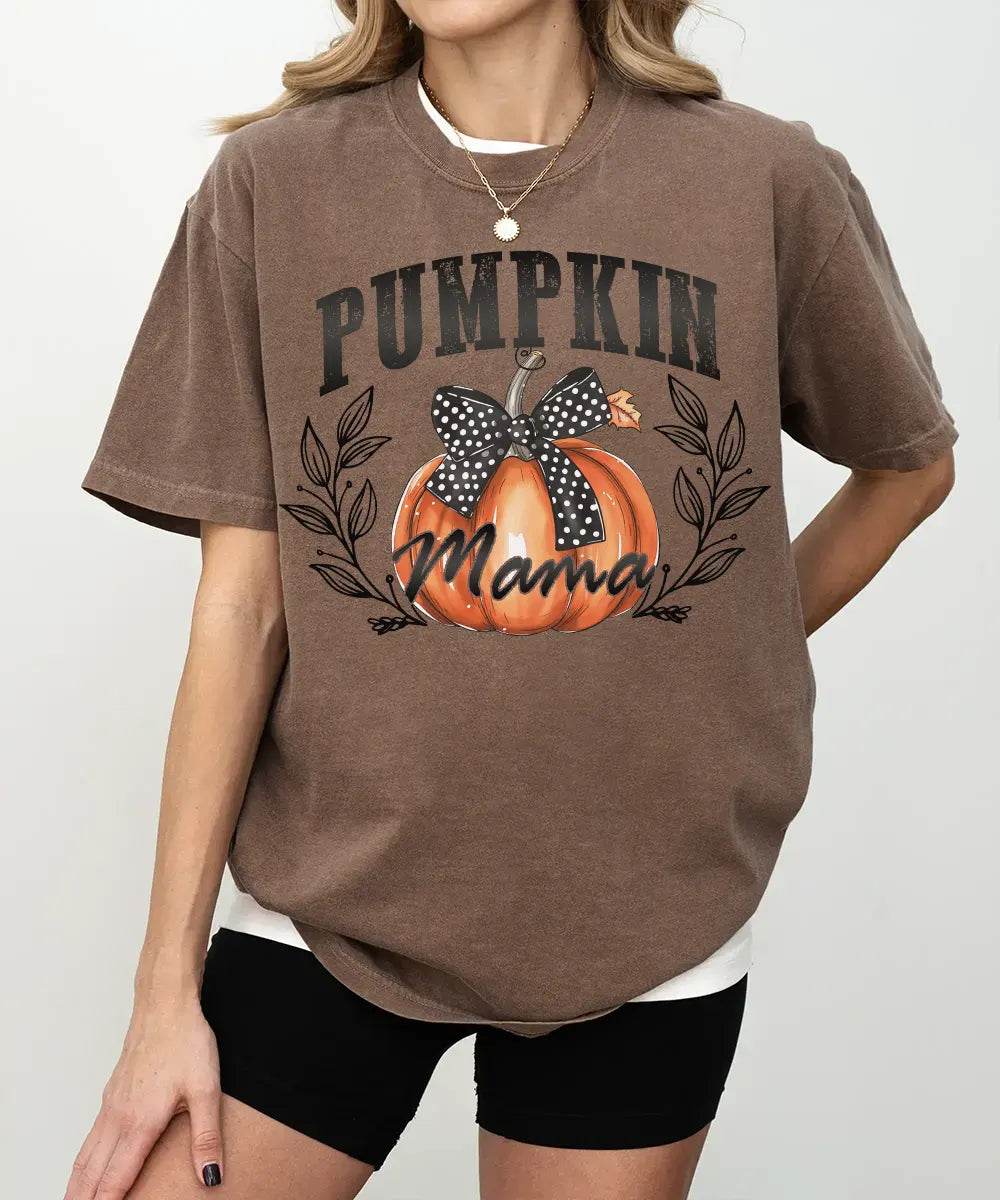Pumpkin Mama Comfort Colors T-Shirt & Crewneck Sweatshirt – Fall Mom Graphic Tee - Woven Mama