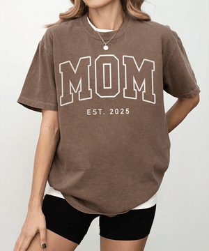 Custom MOM Comfort Colors® T-Shirt – Personalized Year “Est.” Tee - Woven Mama