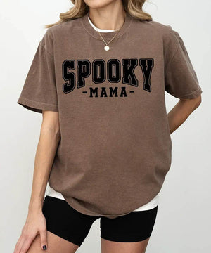 Spooky Mama Comfort Colors® T-Shirt or Crewneck Sweatshirt – Halloween Mom Shirt - Woven Mama