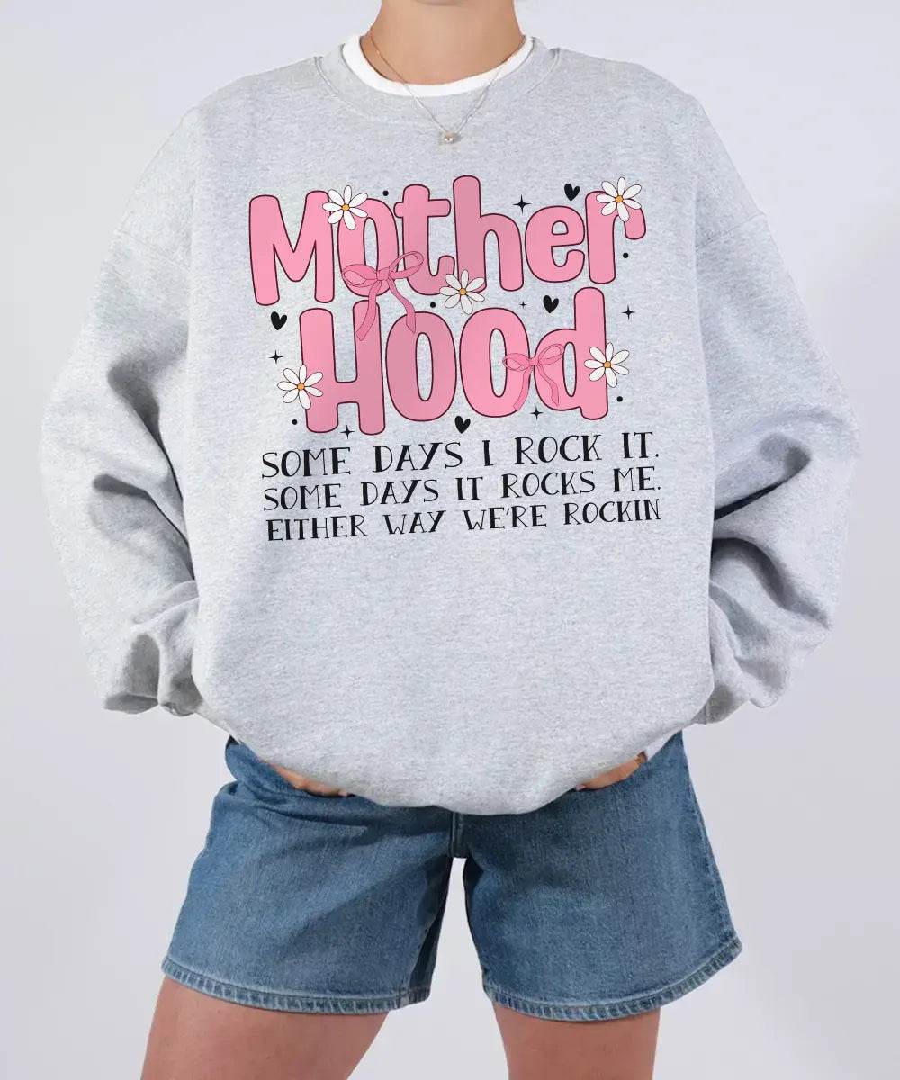 Floral Motherhood “Some Days I Rock It” Shirt – Aesthetic Mom Comfort Colors® Tee or Sweatshirt - Woven Mama
