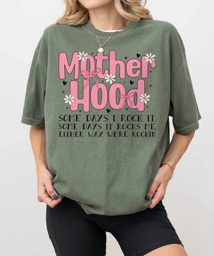 Floral Motherhood “Some Days I Rock It” Shirt – Aesthetic Mom Comfort Colors® Tee or Sweatshirt - Woven Mama