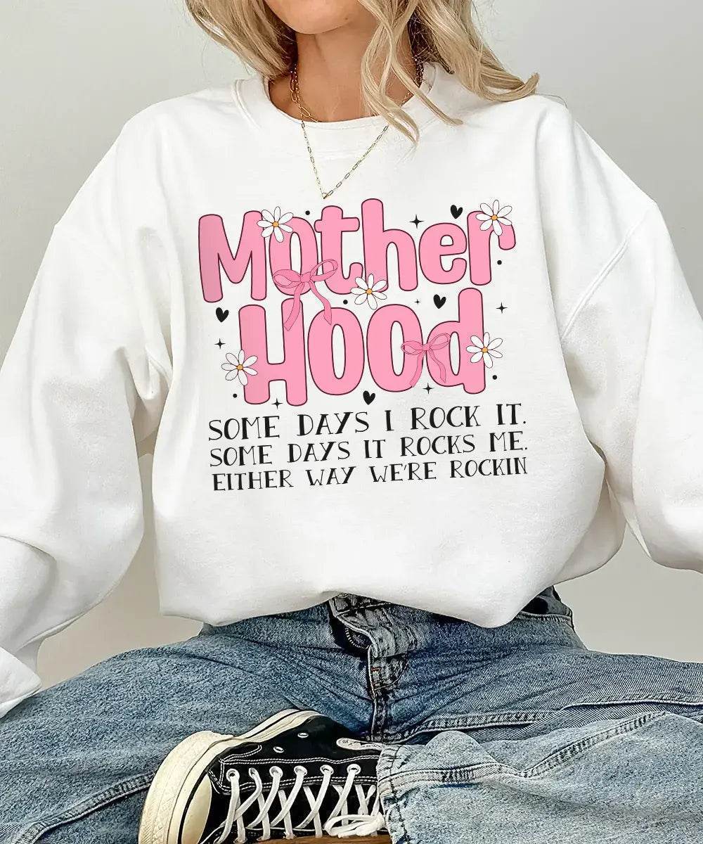 Floral Motherhood “Some Days I Rock It” Shirt – Aesthetic Mom Comfort Colors® Tee or Sweatshirt - Woven Mama
