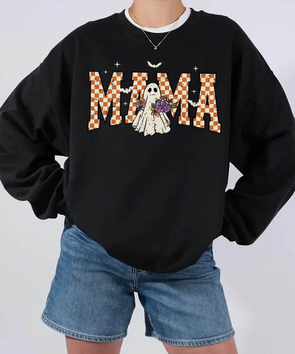 Halloween Mama Ghost Comfort Colors T-Shirt or Crewneck Sweatshirt - Woven Mama