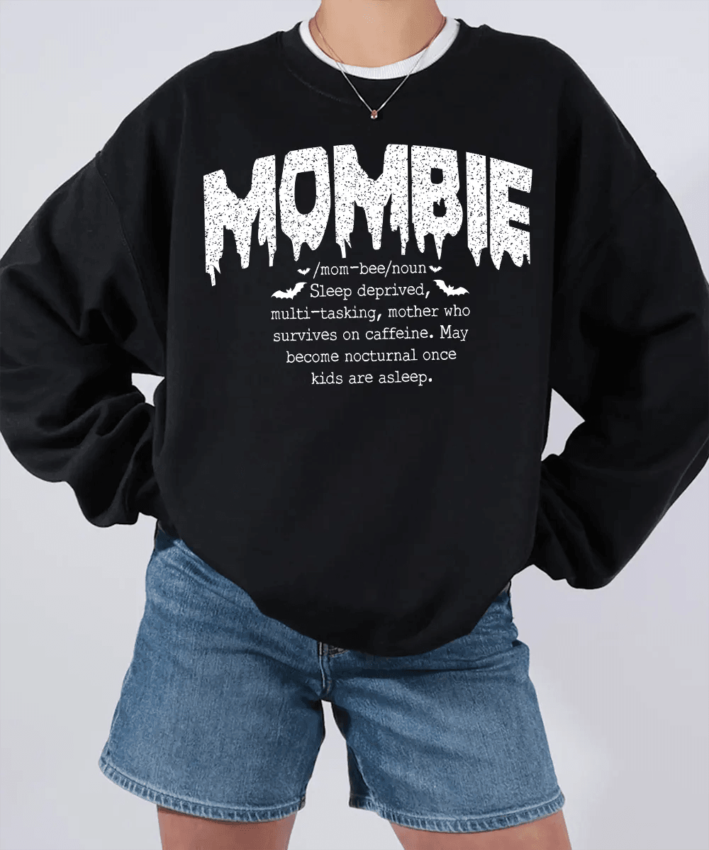 Mombie Comfort Colors® T-Shirt or Crewneck Sweatshirt – Funny Mom Halloween Shirt - Woven Mama