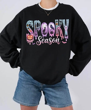 Spooky Season Comfort Colors T-Shirt or Crewneck Sweatshirt – Cute Drippy Pastel Halloween Shirt - Woven Mama