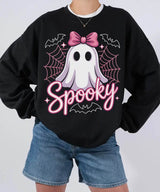 Spooky Ghost Mama Comfort Colors T-Shirt or Sweatshirt – Cute Halloween Pink Bow Ghost Shirt - Woven Mama