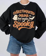 Overstimulated Mama But Make It Spooky Comfort Colors T-Shirt or Crewneck Sweatshirt – Halloween Mom Shirt - Woven Mama