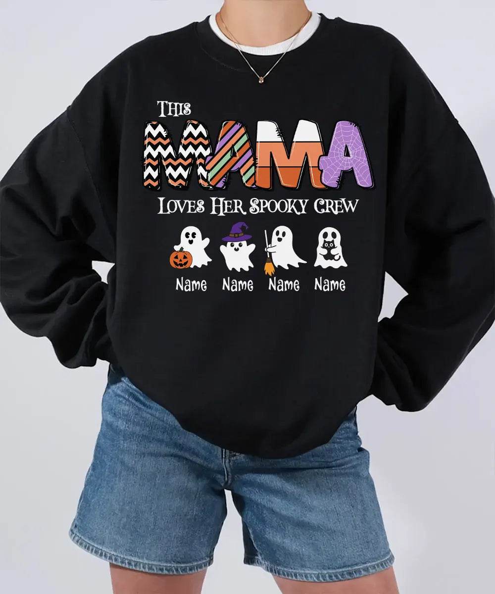 Custom Halloween Mama Comfort Colors T-Shirt or Crewneck Sweatshirt – This Mama Loves Her Spooky Crew - Woven Mama