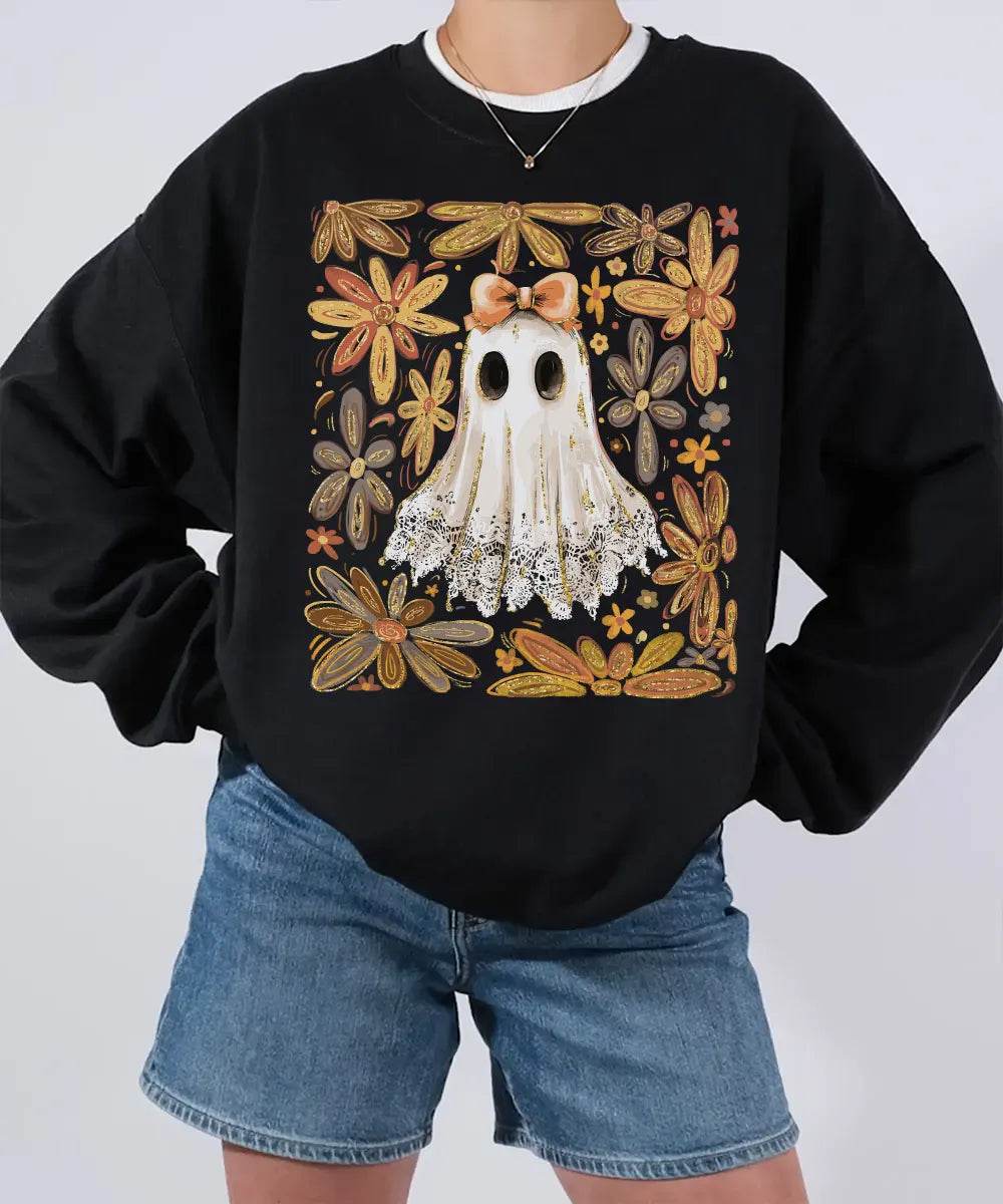 Floral Ghost Mama Halloween Comfort Colors T-Shirt or Sweatshirt – Retro Fall Spooky Season Shirt - Woven Mama