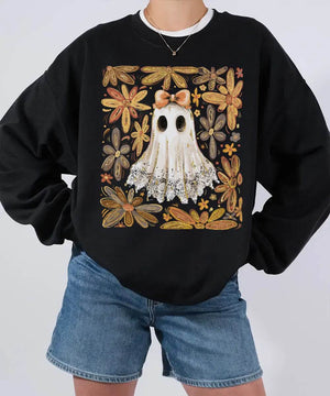 Floral Ghost Mama Halloween Comfort Colors T-Shirt or Sweatshirt – Retro Fall Spooky Season Shirt - Woven Mama