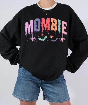 Mombie Comfort Colors T-Shirt or Crewneck Sweatshirt – Cute Colorful Spooky Halloween Mom Shirt - Woven Mama