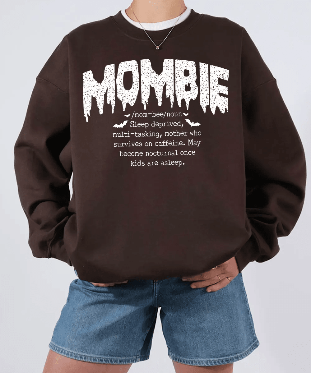 Mombie Comfort Colors® T-Shirt or Crewneck Sweatshirt – Funny Mom Halloween Shirt - Woven Mama