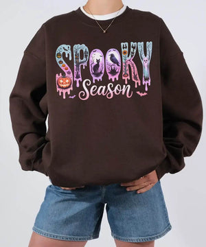 Spooky Season Comfort Colors T-Shirt or Crewneck Sweatshirt – Cute Drippy Pastel Halloween Shirt - Woven Mama