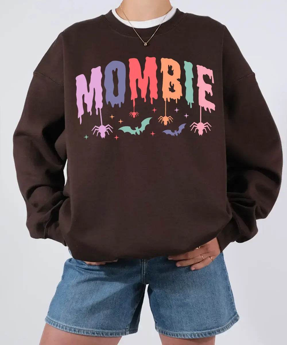 Mombie Comfort Colors T-Shirt or Crewneck Sweatshirt – Cute Colorful Spooky Halloween Mom Shirt - Woven Mama