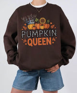 Pumpkin Queen Comfort Colors T-Shirt or Crewneck Sweatshirt – Fall Pumpkin Patch & Halloween Mom Shirt - Woven Mama