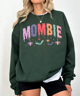 Mombie Comfort Colors T-Shirt or Crewneck Sweatshirt – Cute Colorful Spooky Halloween Mom Shirt - Woven Mama