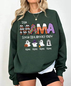 Custom Halloween Mama Comfort Colors T-Shirt or Crewneck Sweatshirt – This Mama Loves Her Spooky Crew - Woven Mama