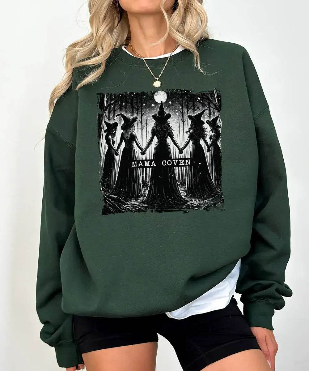 Mama Coven Halloween Comfort Colors T-Shirt or Crewneck Sweatshirt – Witchy Mom Shirt - Woven Mama