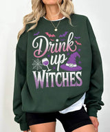 Drink Up Witches Halloween Comfort Colors T-Shirt or Crewneck Sweatshirt – Funny Spooky Season Shirt - Woven Mama