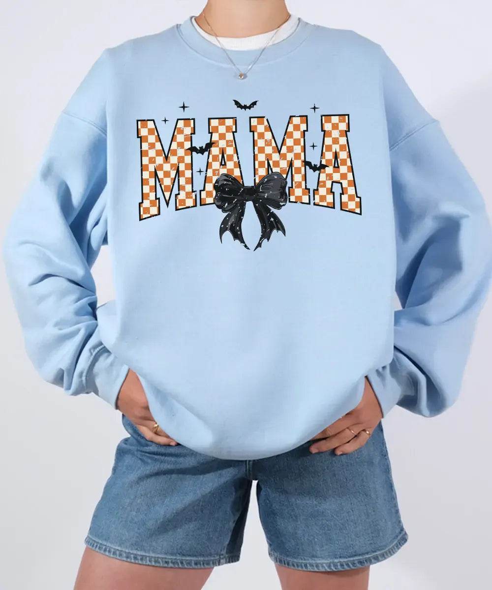 Spooky Bow MAMA Halloween Comfort Colors T-Shirt or Crewneck Sweatshirt - Woven Mama