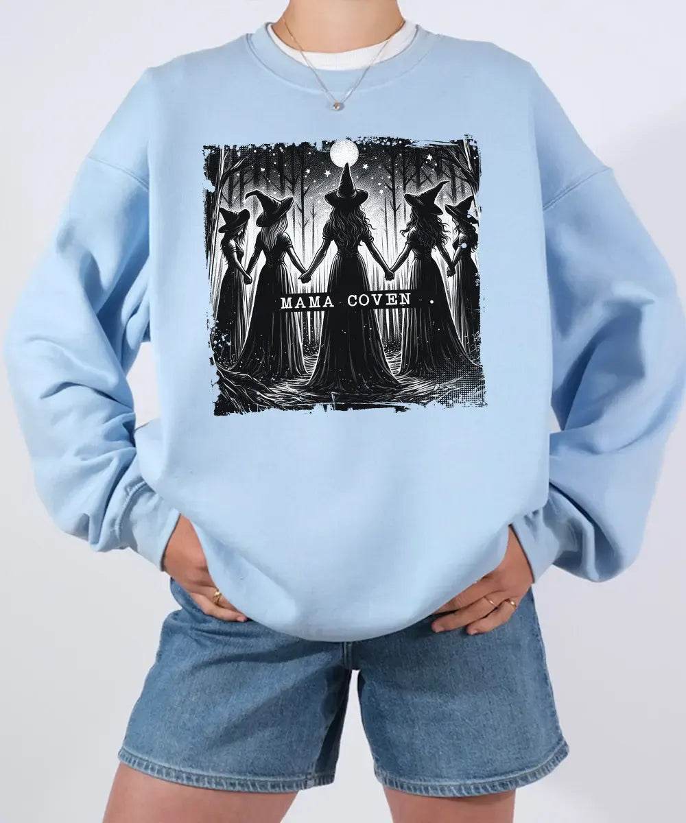 Mama Coven Halloween Comfort Colors T-Shirt or Crewneck Sweatshirt – Witchy Mom Shirt - Woven Mama