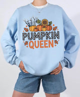 Pumpkin Queen Comfort Colors T-Shirt or Crewneck Sweatshirt – Fall Pumpkin Patch & Halloween Mom Shirt - Woven Mama