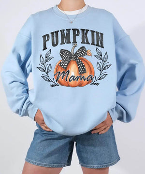 Pumpkin Mama Comfort Colors T-Shirt & Crewneck Sweatshirt – Fall Mom Graphic Tee - Woven Mama