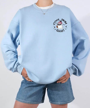 Cool Mom Ghost Comfort Colors T-Shirt or Crewneck Sweatshirt – Halloween Pocket Print Shirt - Woven Mama