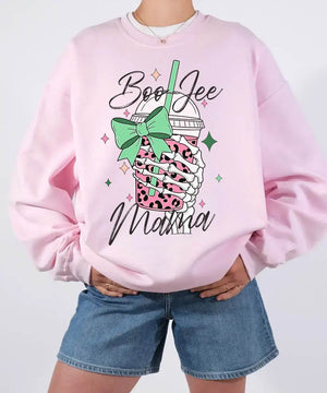 Boo Jee Mama Comfort Colors T-Shirt or Crewneck Sweatshirt – Cute Spooky Mom Halloween Shirt - Woven Mama